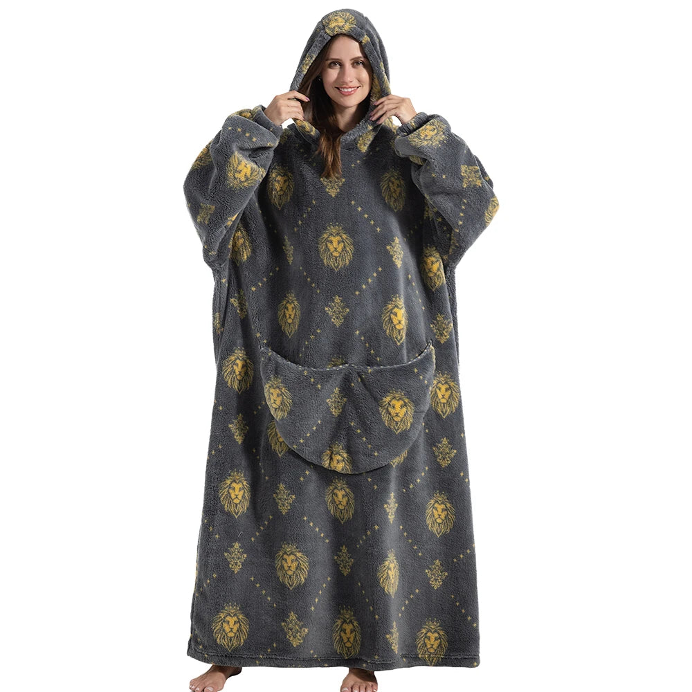 Oversized Wearable Blanket Hoodie with Sleeves Sherpa Fleece Throw for Adults Cozy Soft Plush Winter Loungewear Women Men | Lonoma