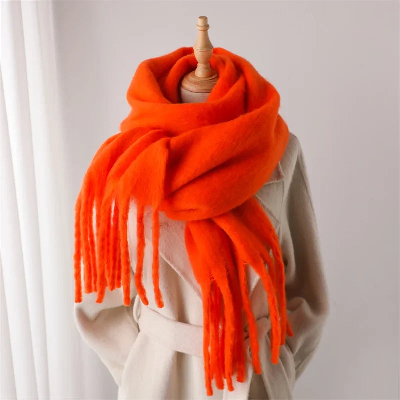Oversized Blanket Wrap Shawl for Women – Soft Viscose-Polyester Blend with Decorative Fringed Ends – Cold Weather Layering Accessory | Lonoma