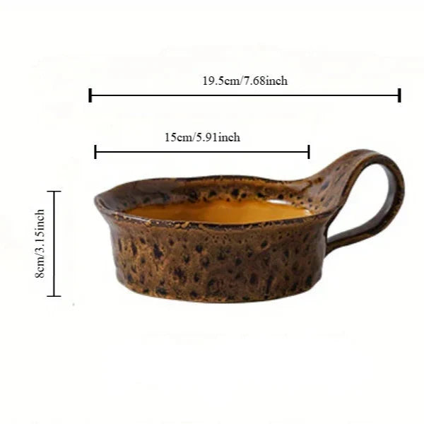 Stoneware Soup Bowl with Handle, 6 in Ceramic Breakfast Bowl for Oatmeal, Cereal, Salad & Fruit, Dishwasher Safe Kitchen Tableware | Lonoma