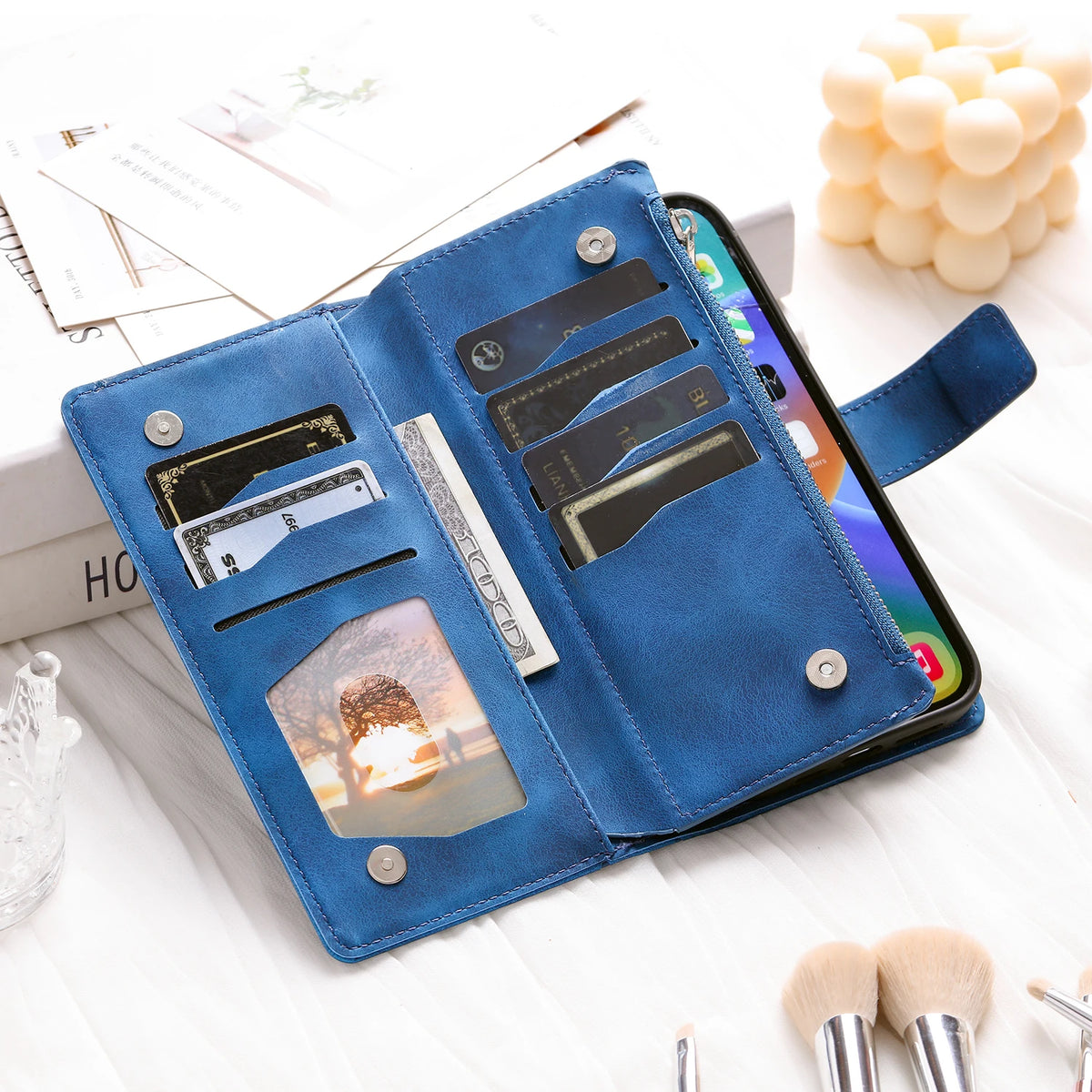 Embossed Leather Wallet Case with Card Slots for Galaxy S26 S25 S24 S23 S22 S21 S20 Note 20 10 9 Magnetic Flip Cover | Lonoma