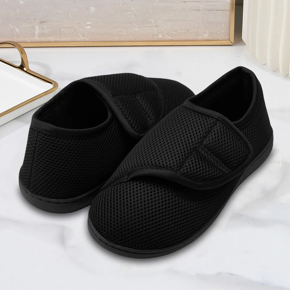 Adjustable Hook-and-Loop Sneakers for Swollen Feet with Plush Lining | Extra-Wide Orthopedic Slip-On Shoes for Edema Relief | Breathable | Lonoma