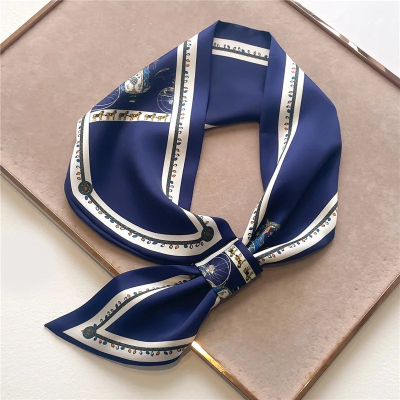 Satin Skinny Neck Scarf with Equestrian Print for Women – Versatile Hair Ribbon, Wrist Wrap, Bandana & Handbag Tie – 30 × 5 in Silky | Lonoma