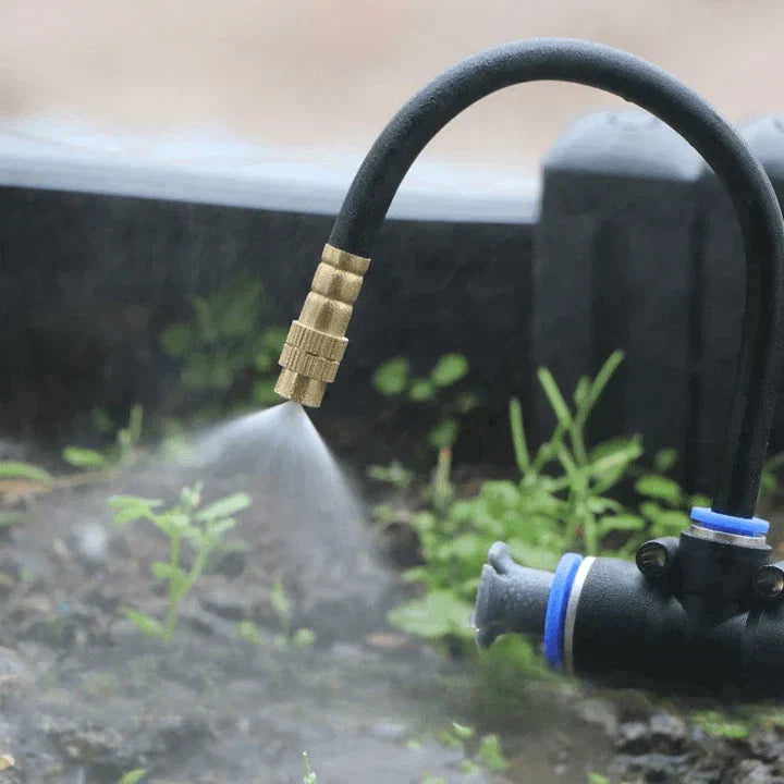 Système d'Irrigation Goutte-à-Goutte 360° Laiton Tuyau PE 8 mm Arrosage Automatique Jardin Balcon Serre | Koossa