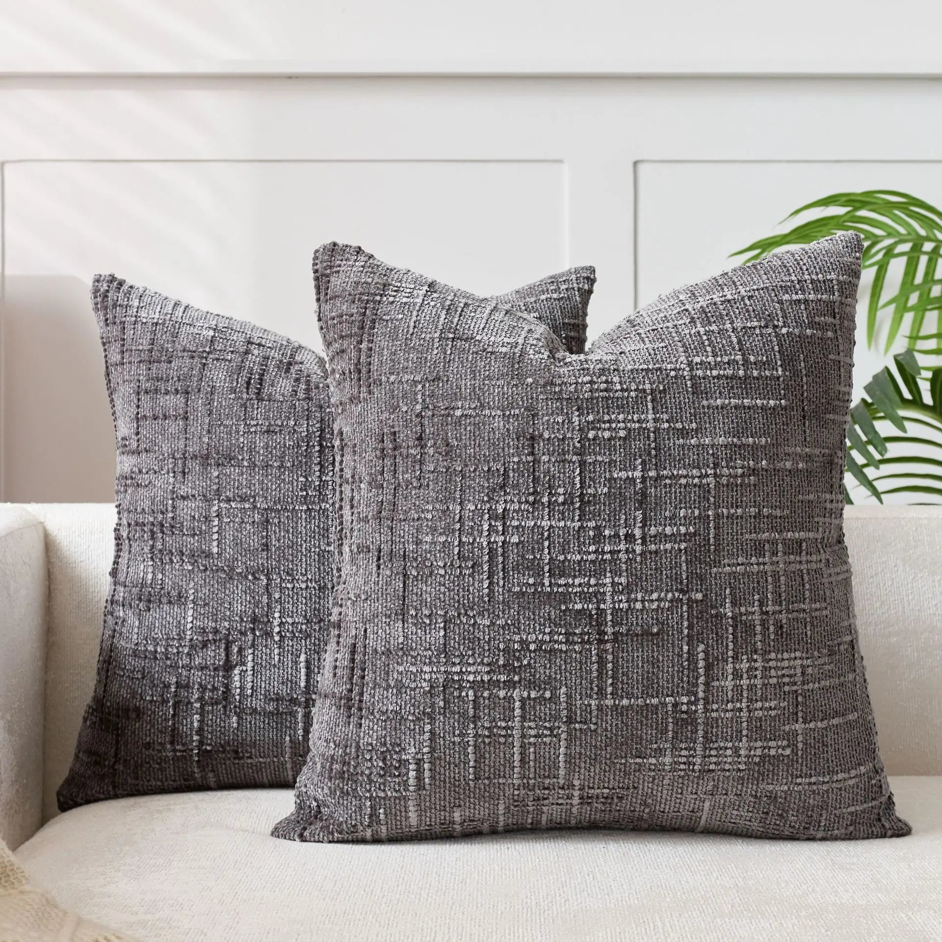 Housse de Coussin Chenille Effet Bambou Uni 45 cm pour Canapé et Chambre à Coucher Décoration Intérieure | Koossa