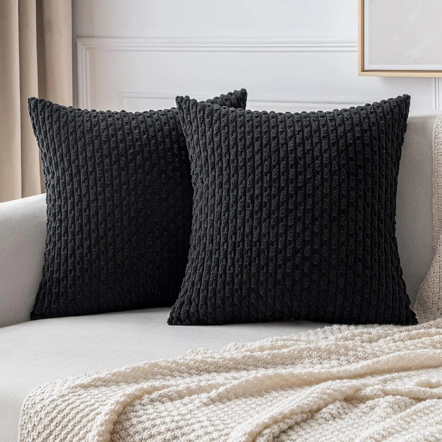 Coussin Décoratif en Velours Côtelé 45 × 45 cm pour Canapé Chambre Salon Intérieur Élégant Confort Doux | Koossa