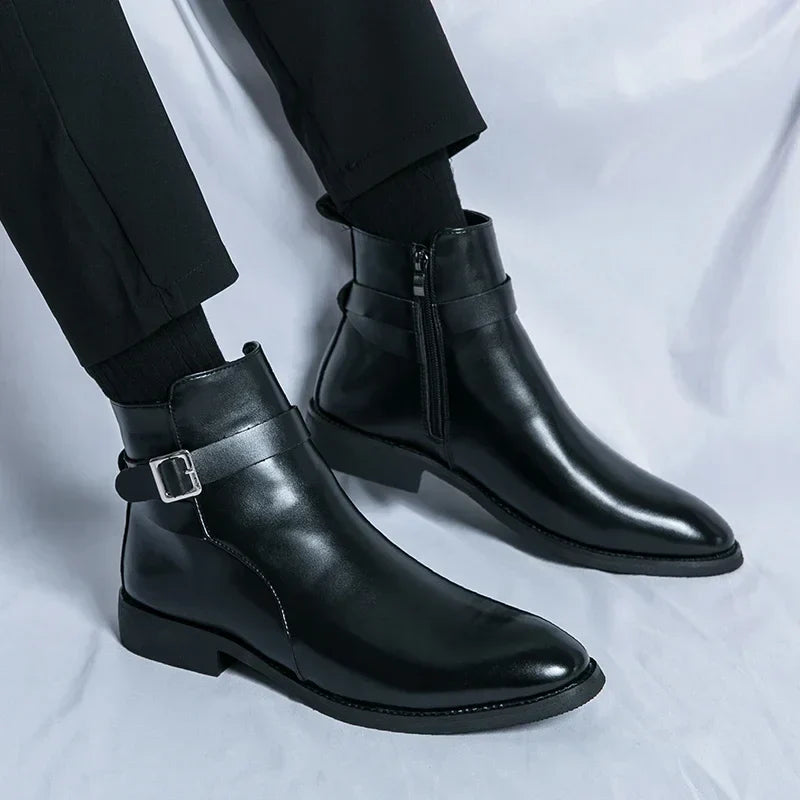 Men's Chelsea Boots in Supple Leather with Elasticated Side Gussets | Classic Ankle Boots for Smart Casual and Formal Occasions | Koossa