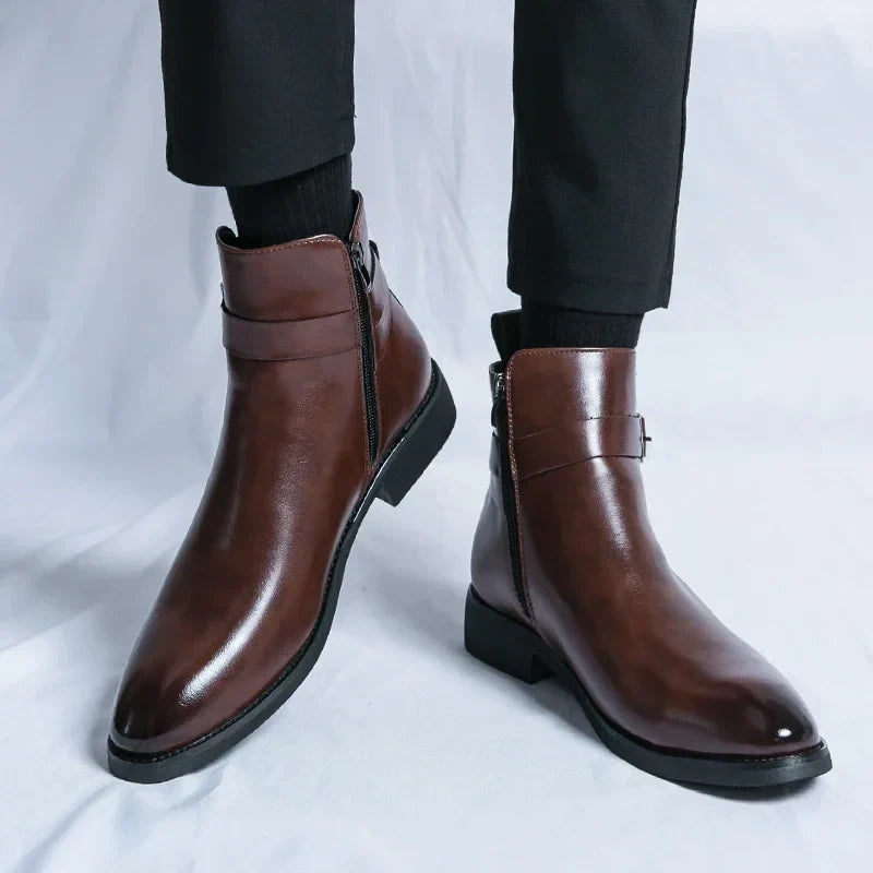 Men's Chelsea Boots in Supple Leather with Elasticated Side Gussets | Classic Ankle Boots for Smart Casual and Formal Occasions | Koossa