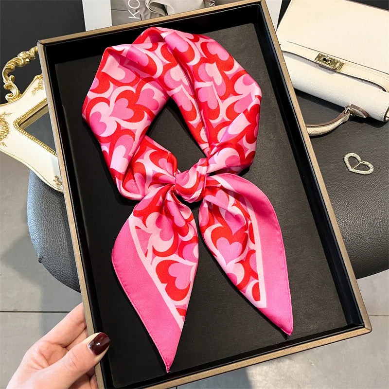 Printed Square Scarf 27.5 × 27.5 in Polyester Silk-Feel Headband Neck Wrap Hair Accessory for Women Spring Summer Fall Winter Versatile | Lonoma