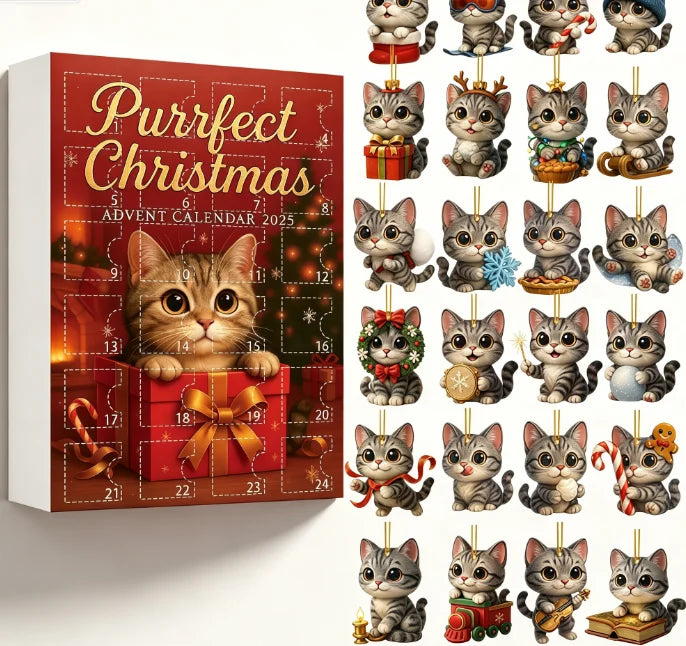 Holiday Countdown Calendar with 24 Dog Breed Ornaments – Reusable Acrylic Decorations for Christmas Tree, Mantel & Wreath | Gift for Pet | Lonoma