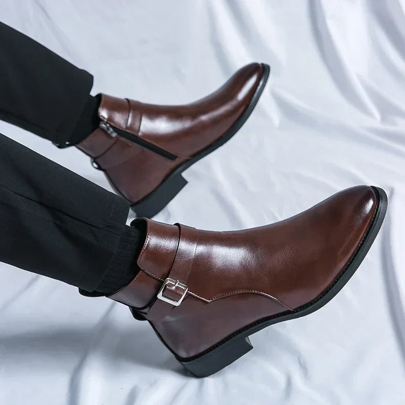 Men's Chelsea Boots in Supple Leather with Elasticated Side Gussets | Classic Ankle Boots for Smart Casual and Formal Occasions | Koossa