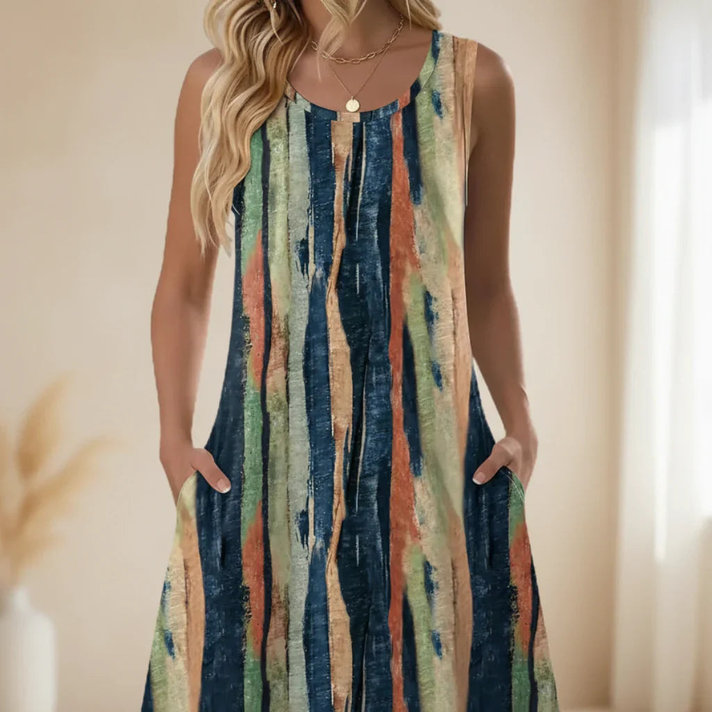 Women's Sleeveless Floral Print Mini Dress with Pockets — Casual Summer Dress for Garden Parties & Holiday Wear | Koossa