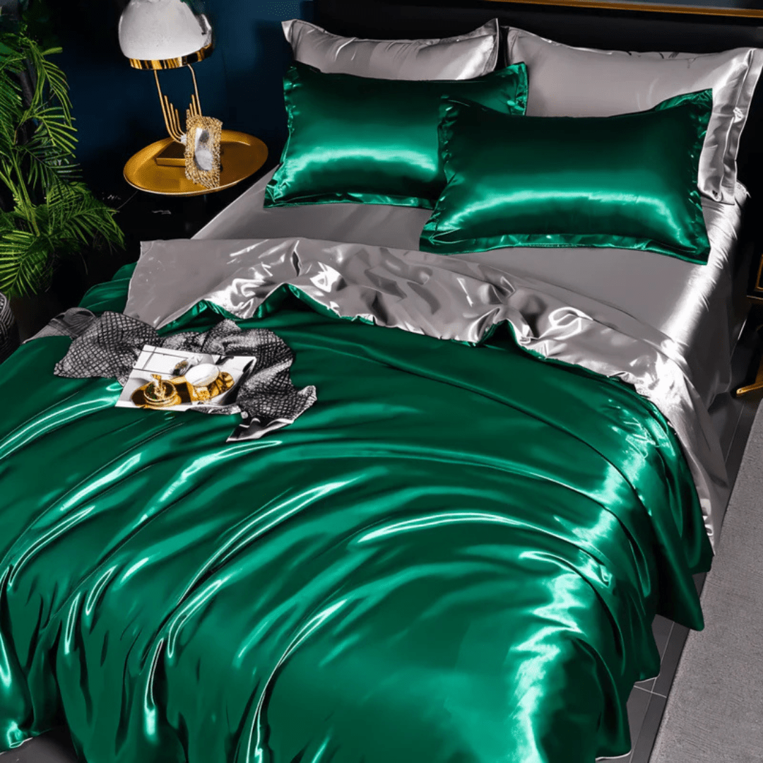 Mulberry Silk Bedding Set, 22 Momme Duvet Cover, Fitted Sheet & 2 Pillowcases, Full Queen King Cal King, Breathable Year-Round Sheets | Lonoma