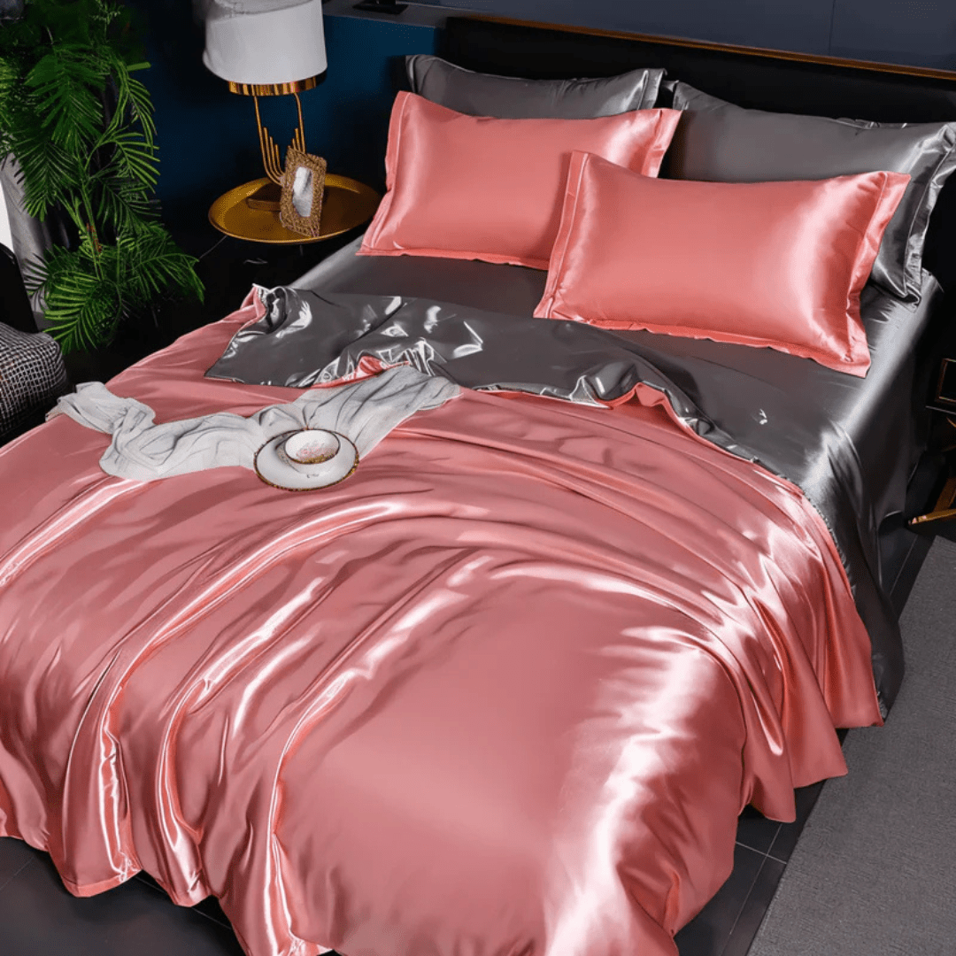 Mulberry Silk Bedding Set, 22 Momme Duvet Cover, Fitted Sheet & 2 Pillowcases, Full Queen King Cal King, Breathable Year-Round Sheets | Lonoma
