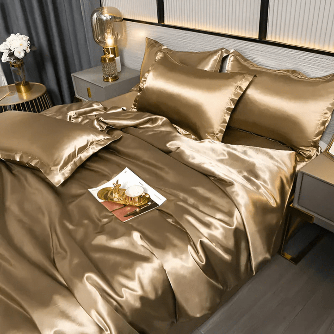 Mulberry Silk Bedding Set, 22 Momme Duvet Cover, Fitted Sheet & 2 Pillowcases, Full Queen King Cal King, Breathable Year-Round Sheets | Lonoma