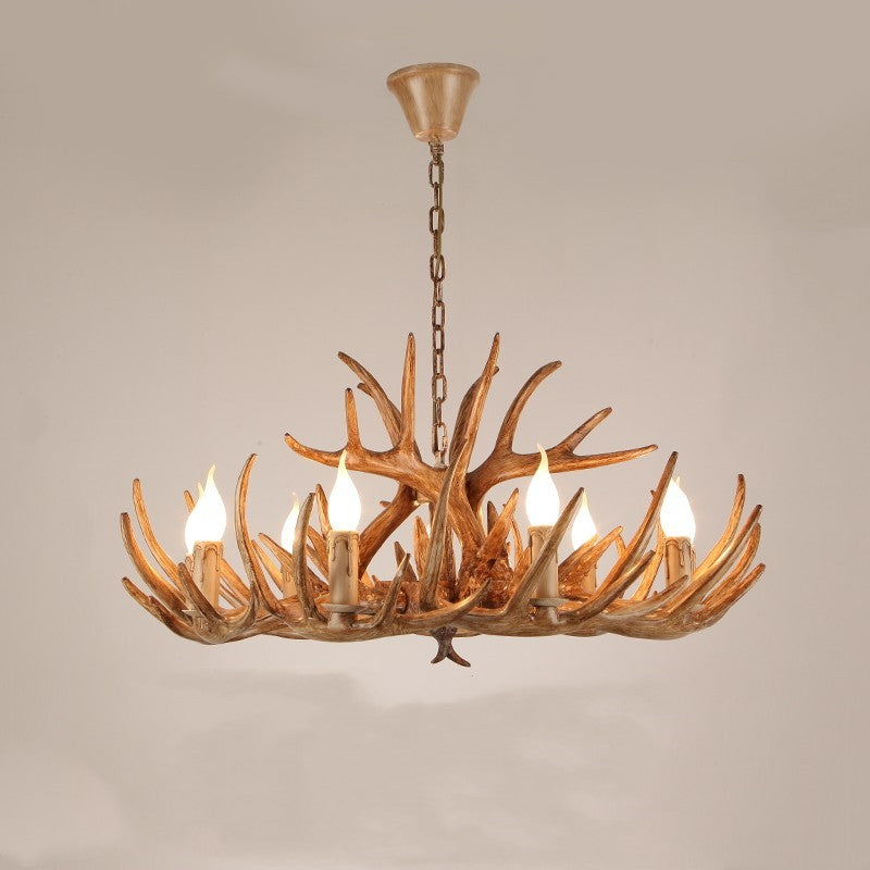 Antler Chandelier Resin Fixture Metal Frame Traditional Style Pendant 6 8 10 Light Options Adjustable Chain Candelabra Base E12 for Dining | Lonoma