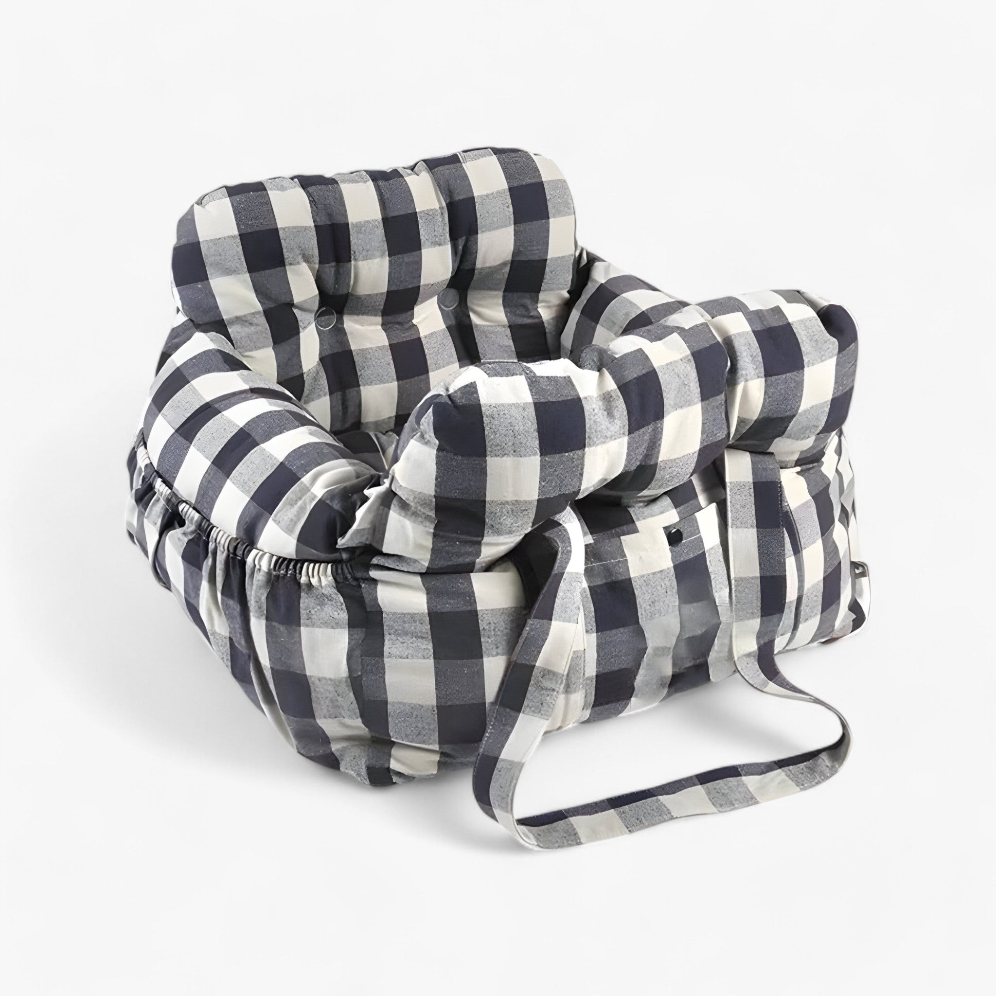 Dog Car Seat Bed Padded Cotton Blue White Striped Medium Large Booster Travel Carrier Washable Safety Pet Seat | Koossa