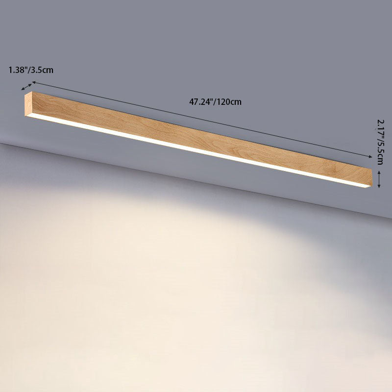 Plafonnier LED linéaire en bois 60-120 cm aluminium blanc chaud neutre froid avec diffuseur acrylique moderne | Koossa