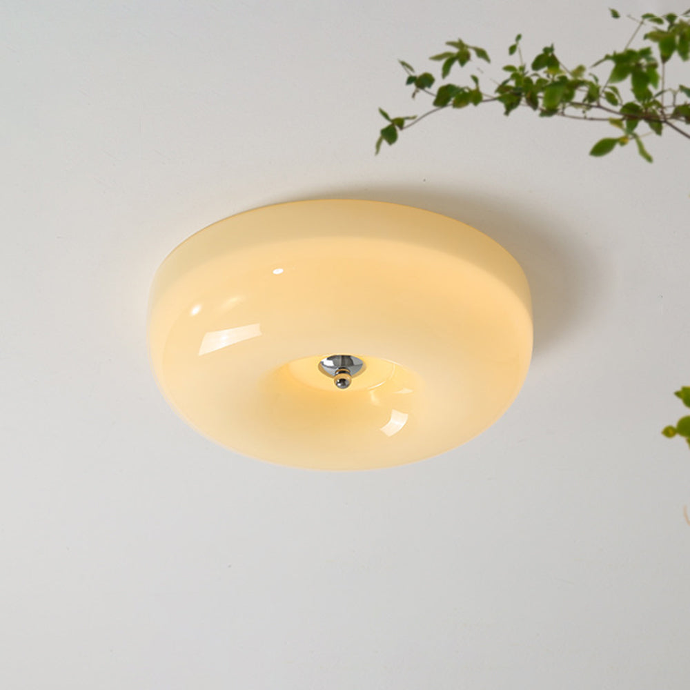 Glass Flush Mount Ceiling Light with Adjustable Color Temperature, Dimmable LED Fixture for Bedroom, Hallway, or Small Rooms | Lonoma