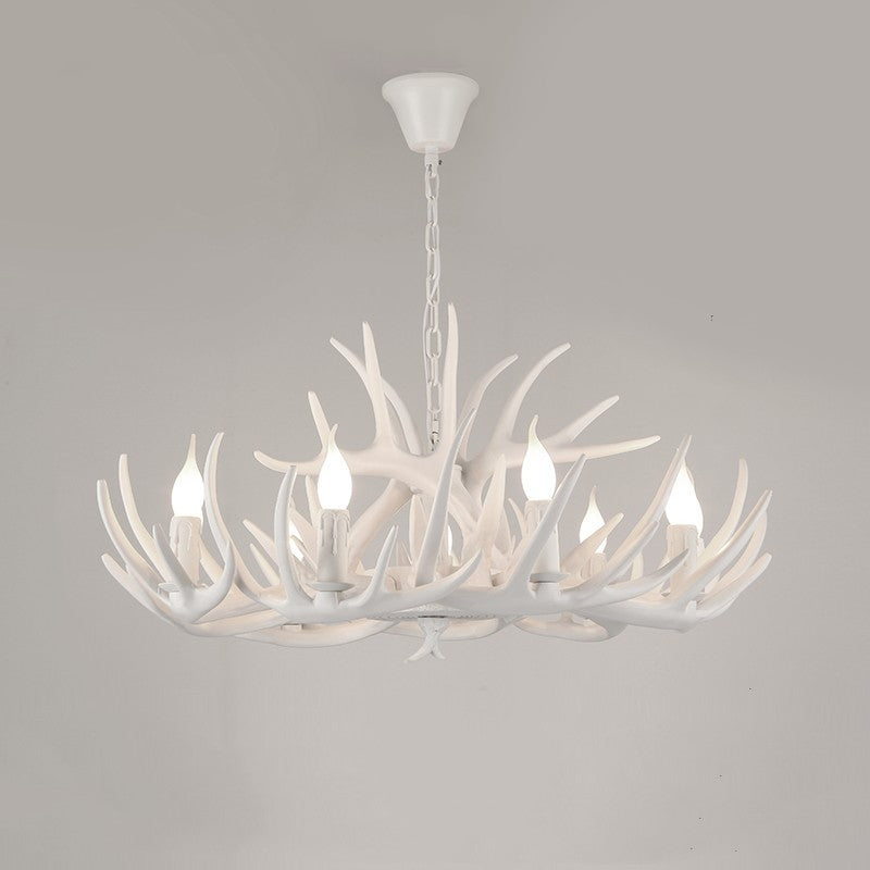 Antler Chandelier Resin Fixture Metal Frame Traditional Style Pendant 6 8 10 Light Options Adjustable Chain Candelabra Base E12 for Dining | Lonoma