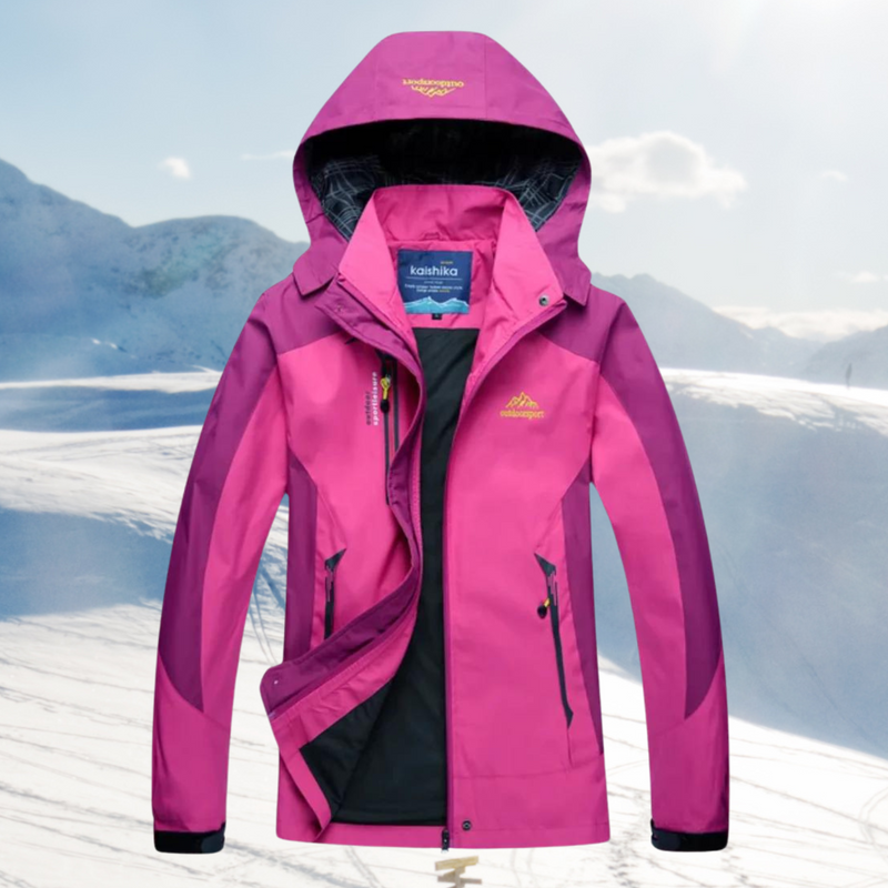 Women's Windproof Waterproof Outdoor Jacket — Breathable Hooded Raincoat for Hiking & Camping | Koossa