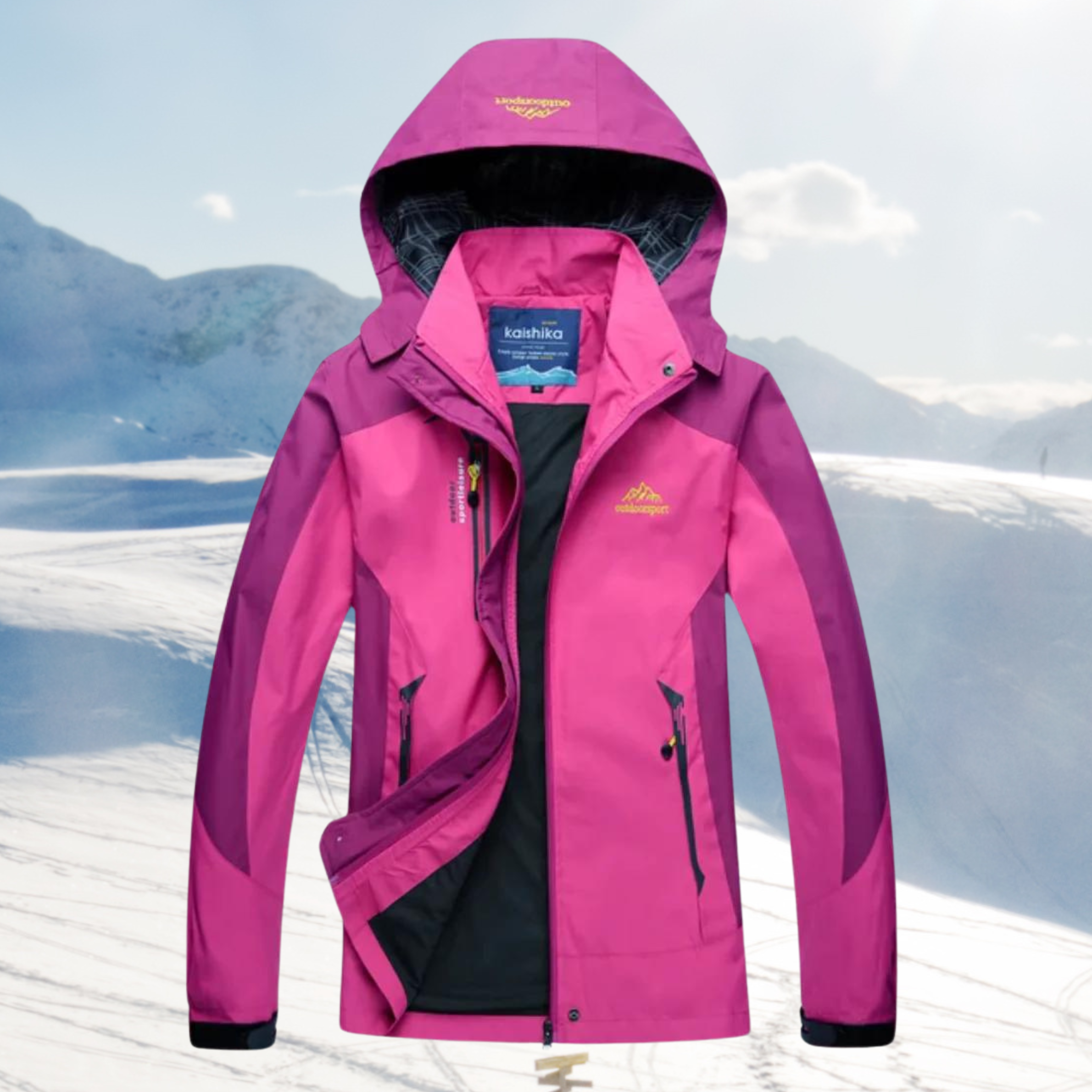 Women's Windproof Waterproof Outdoor Jacket — Breathable Hooded Raincoat for Hiking & Camping | Koossa
