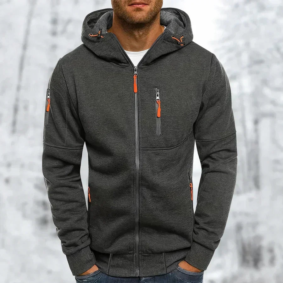 Men's Zip-Up Hooded Sweatshirt — Relaxed Fit Casual Jacket for Everyday Comfort & Layering | Koossa