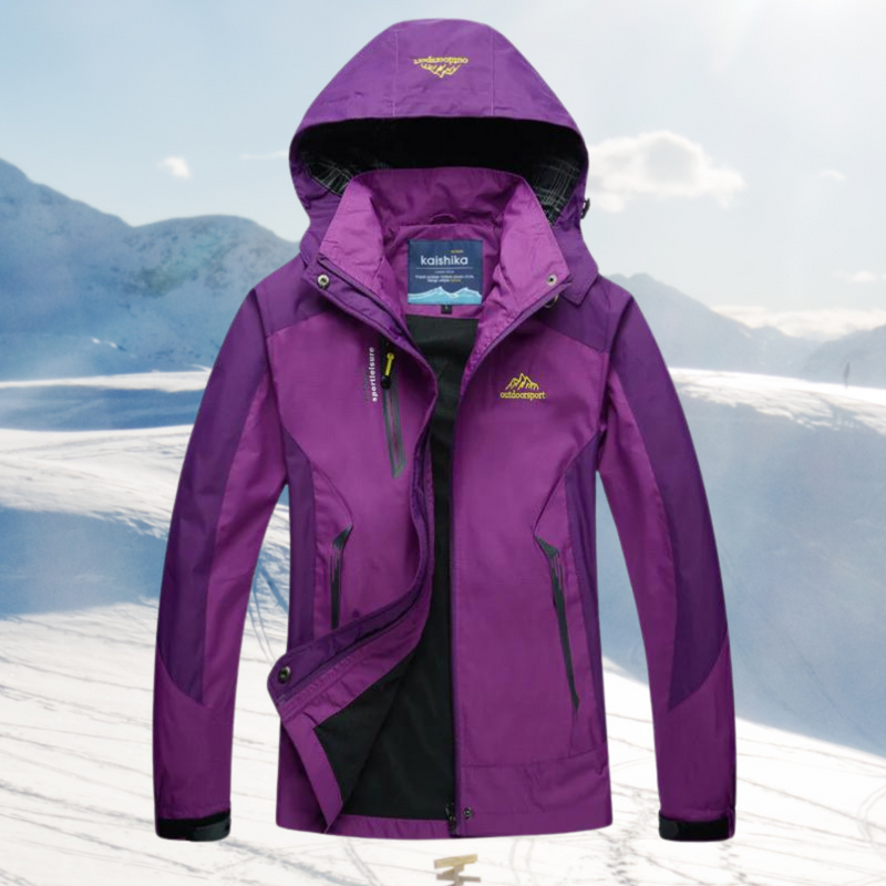 Women's Windproof Waterproof Outdoor Jacket — Breathable Hooded Raincoat for Hiking & Camping | Koossa