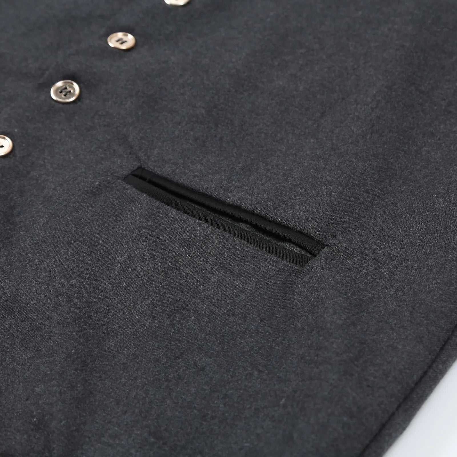 Men's Dark Grey Traditional Waistcoat — Slim Fit Formal Waistcoat with Stand Collar & Embroidered Detail | Koossa