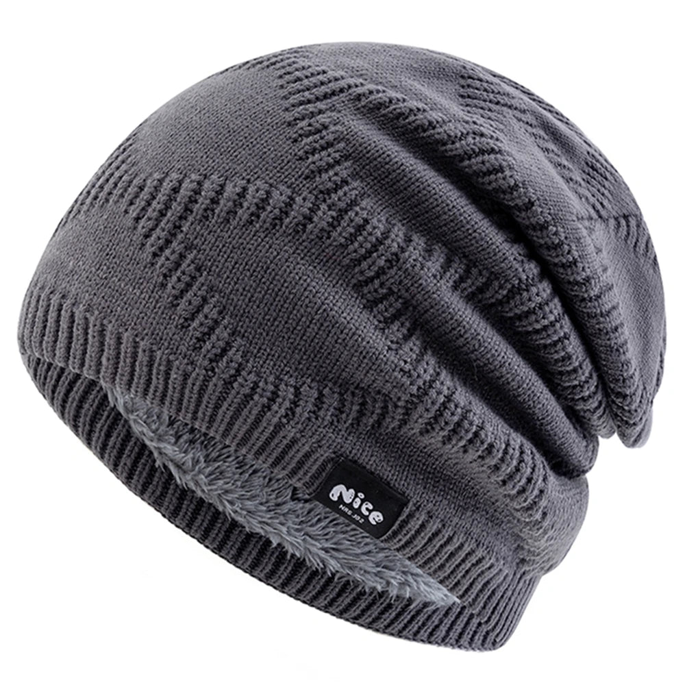 Fleece-Lined Knit Beanie Hat Unisex Winter Headwear Slouchy Warm Cap for Cold Weather Daily Wear | Lonoma