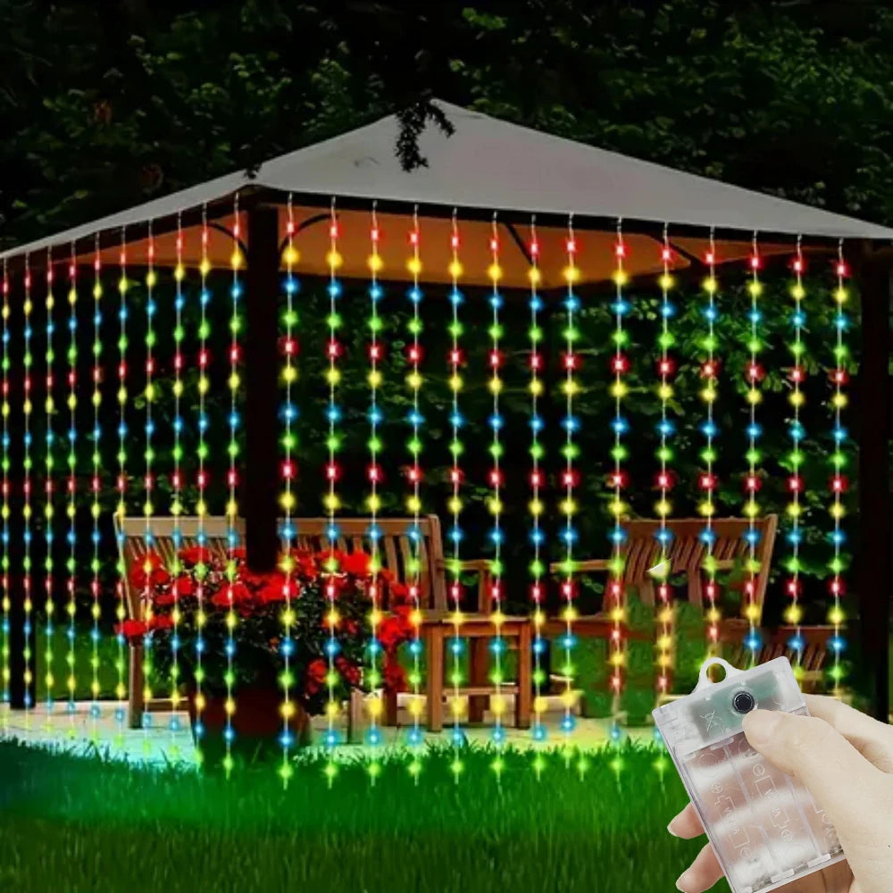 Battery Powered LED Curtain String Lights 8 Modes Hanging Fairy Lights for Bedroom Wedding Holiday Indoor Decor | Lonoma