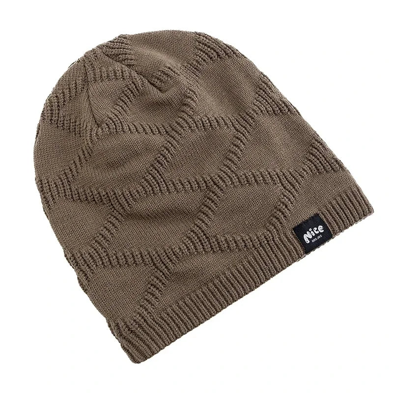Textured Slouch Beanie Hat for Men and Women with Fleece Lining Cold Weather Winter Knit Cap Casual Daily Headwear | Lonoma