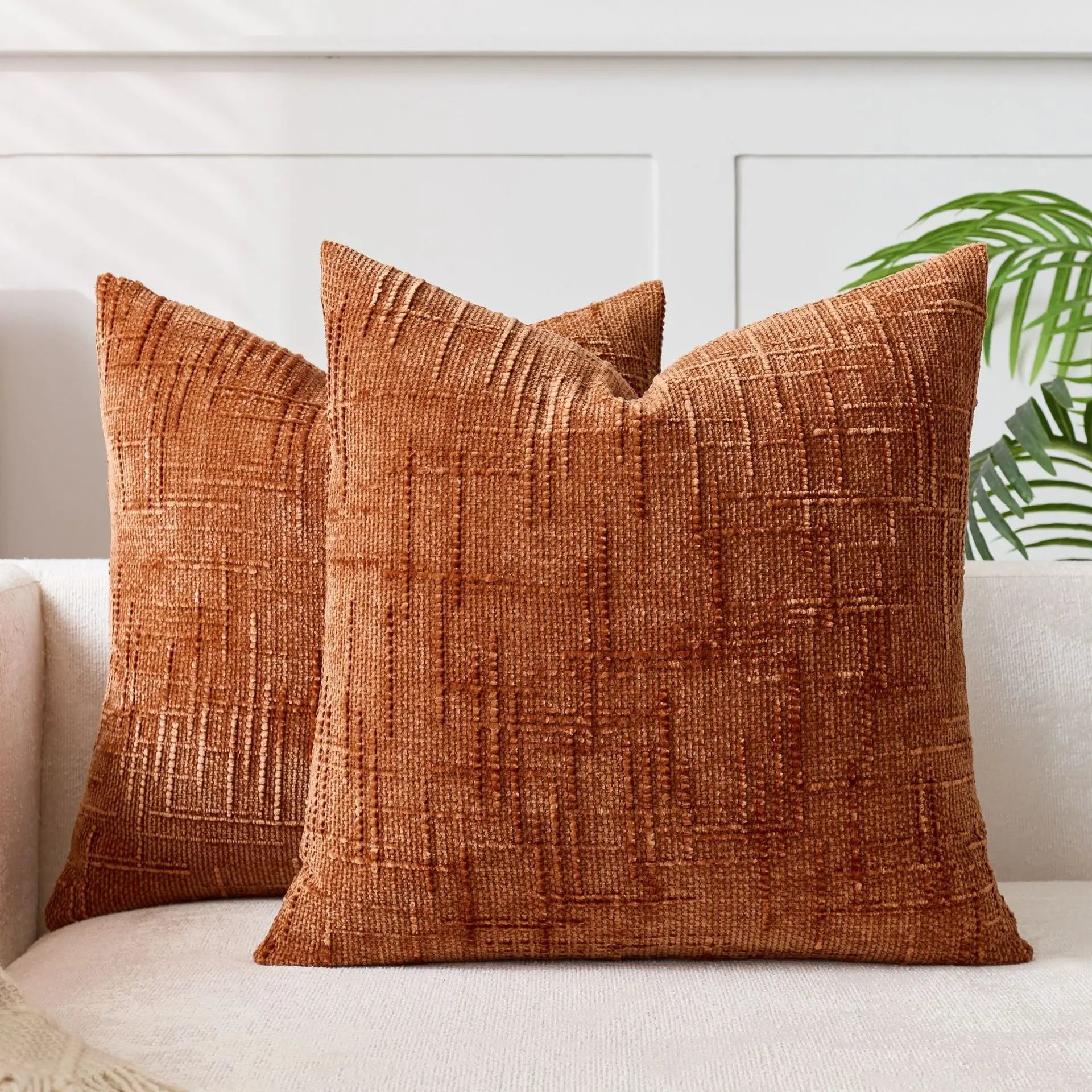 Housse de Coussin Chenille Effet Bambou Uni 45 cm pour Canapé et Chambre à Coucher Décoration Intérieure | Koossa
