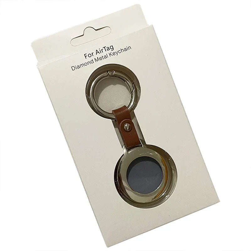 Genuine Leather Tracker Holder with Metal Keychain Ring, Black or Silver, Protective Case for Keys, Bags, Luggage & Pet Collars | Lonoma