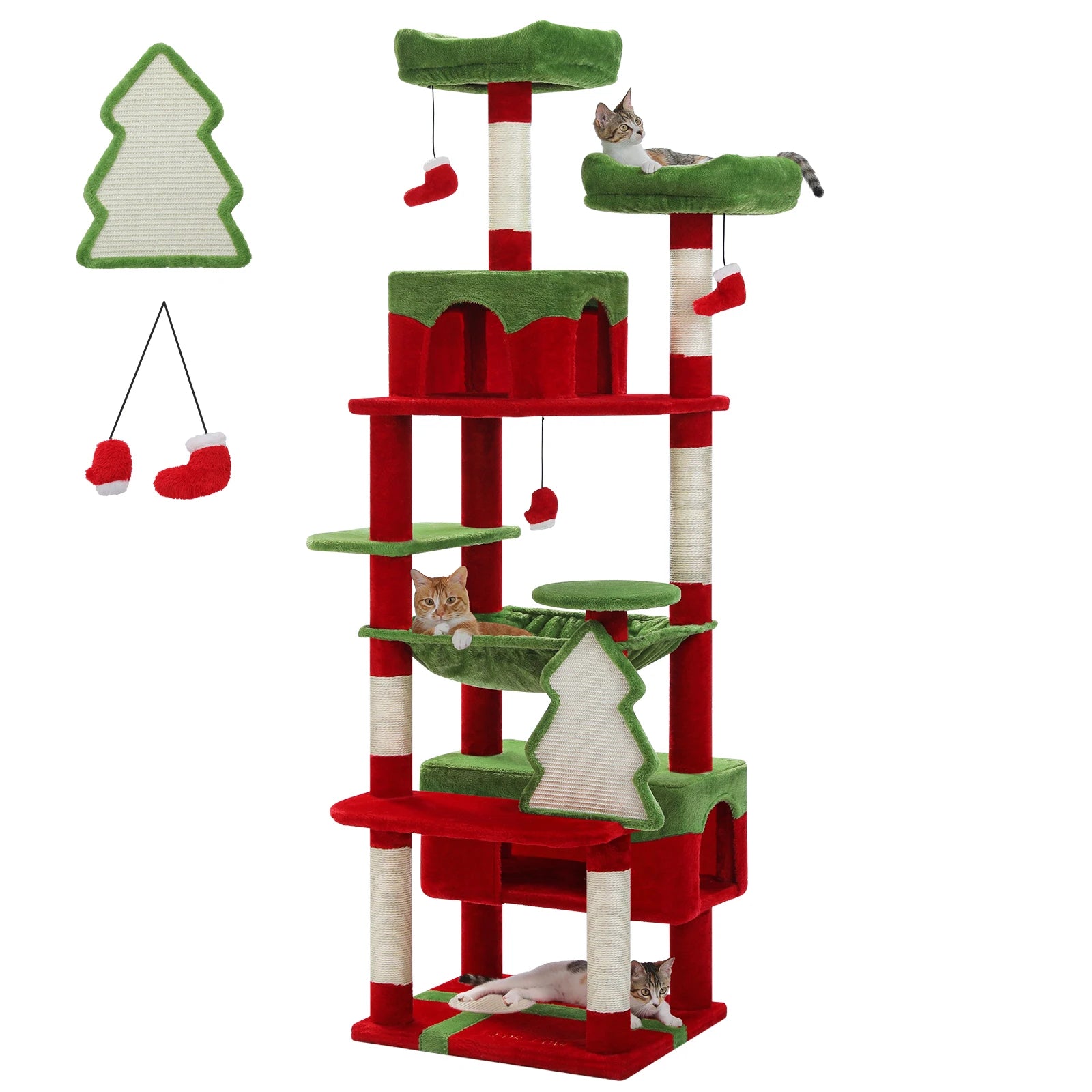 Cat Tree Scratching Post Sisal 136cm Tall Multi-Level Tower Hammock Condo Perch Platform Climbing Activity Centre Indoor | Koossa