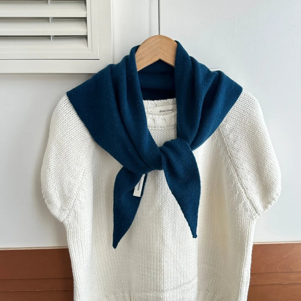Pure Wool Winter Scarf for Women Oversized Knit Triangle Wrap Shawl Solid Color Lightweight Head Scarf Cold Weather Accessory | Lonoma