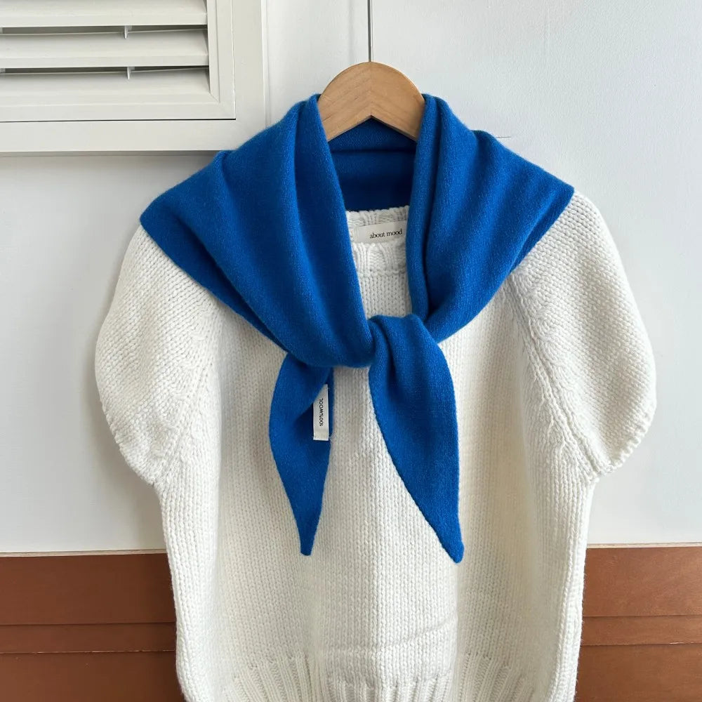 Pure Wool Winter Scarf for Women Oversized Knit Triangle Wrap Shawl Solid Color Lightweight Head Scarf Cold Weather Accessory | Lonoma