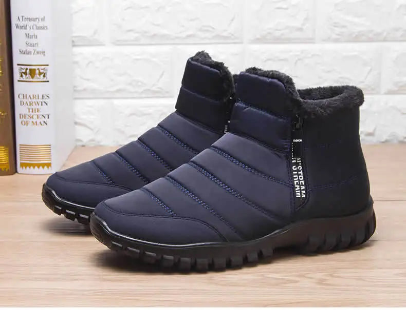 Men's Insulated Winter Boots with Side Zipper Waterproof Ankle Snow Boots Casual Platform Sneakers for Cold Weather | Lonoma
