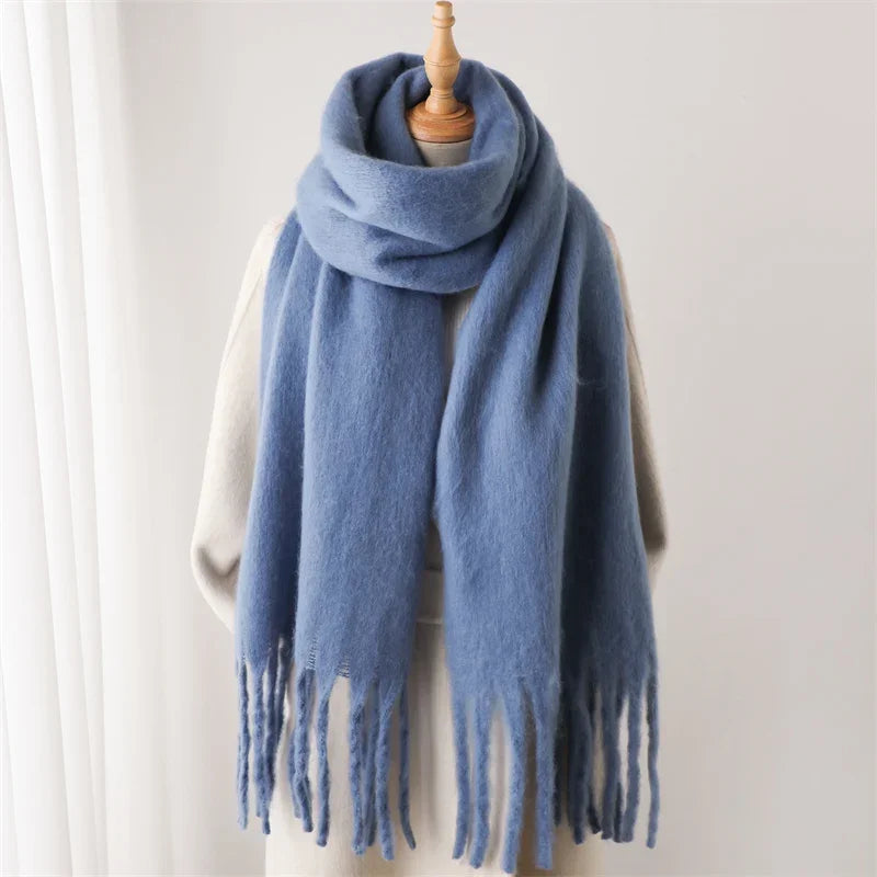 Oversized Blanket Wrap Shawl for Women – Soft Viscose-Polyester Blend with Decorative Fringed Ends – Cold Weather Layering Accessory | Lonoma