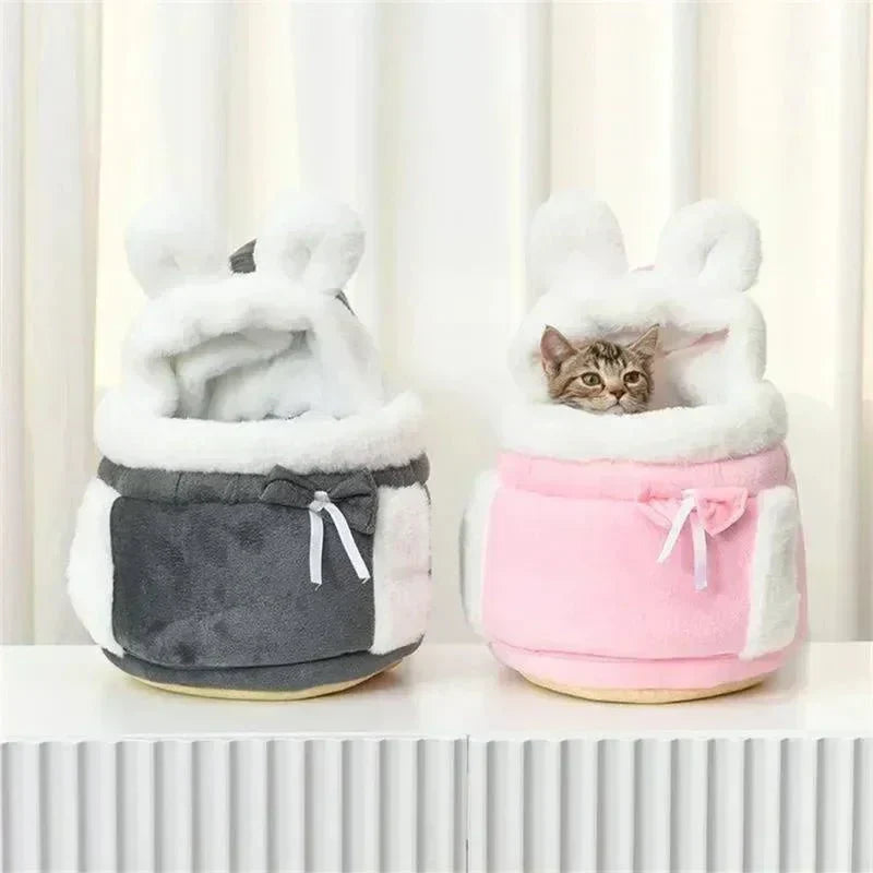 Cat Carrier Backpack Quilted Velvet Foldable Small Medium Large Padded Travel Bag Hands-Free Ventilated Secure Pet Transport | Koossa
