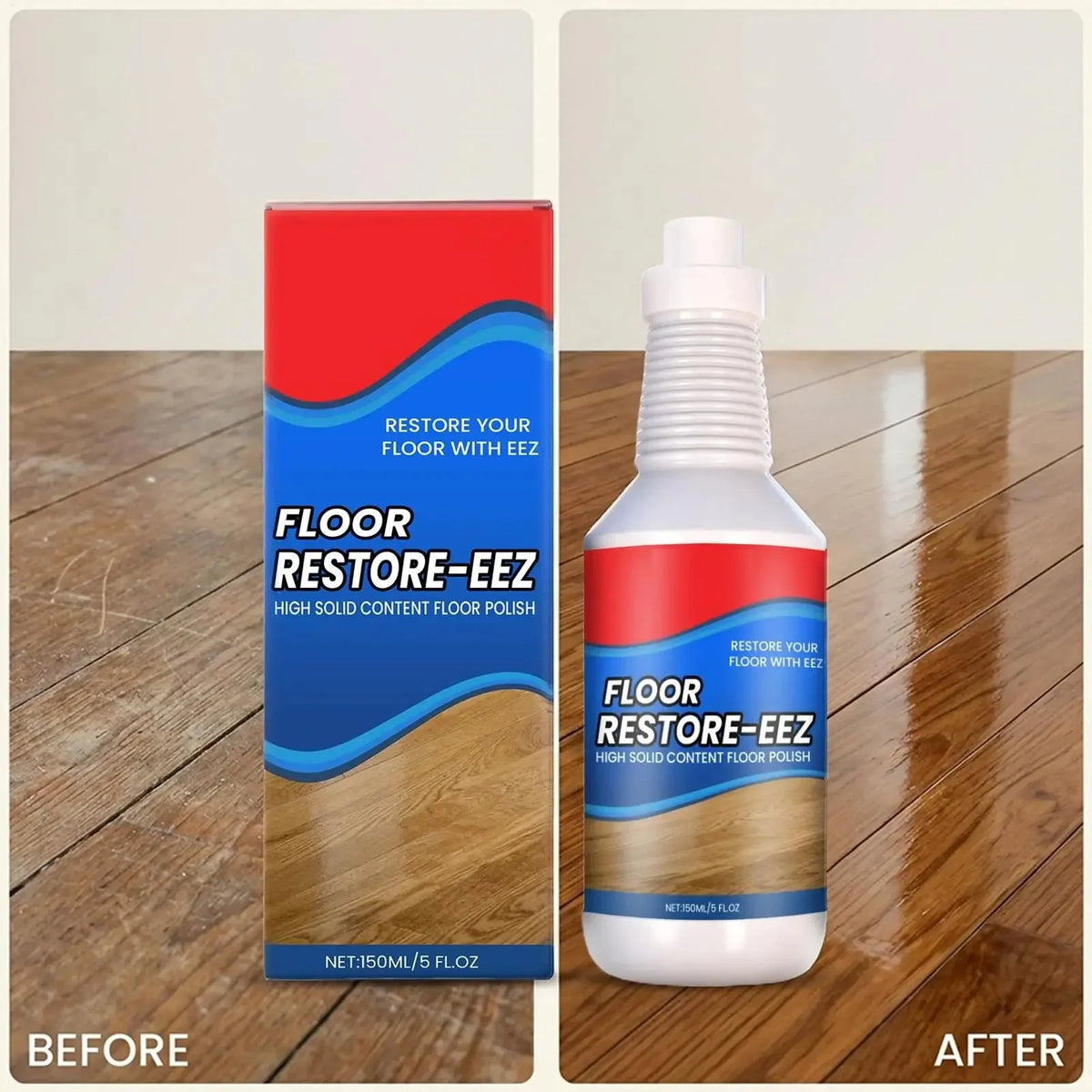 Hardwood Floor Restorer & Scratch Repair Liquid, 5 fl oz Wipe-On Polish for Wood, Parquet, Laminate & Engineered Floors | Lonoma