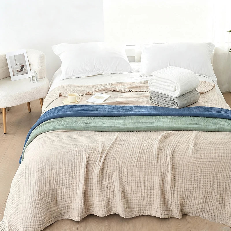 Six-Layer Cotton Gauze Throw Blanket Lightweight Breathable All-Season Coverlet for Couch Living Room Bedroom Adults | Lonoma