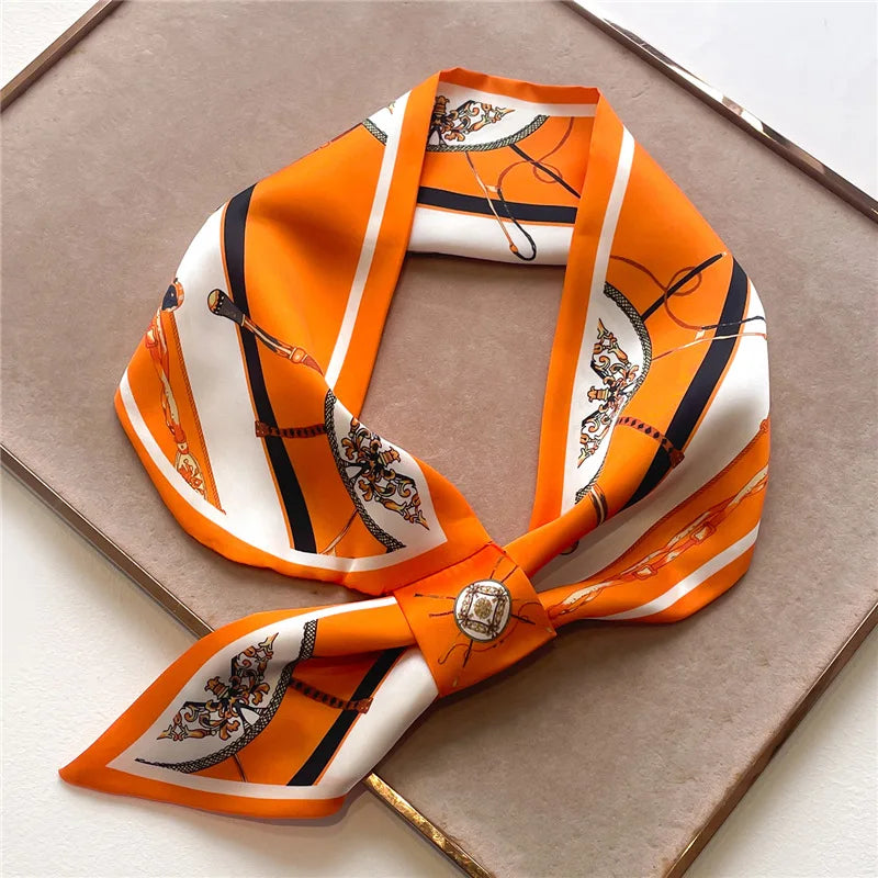 Satin Skinny Neck Scarf with Equestrian Print for Women – Versatile Hair Ribbon, Wrist Wrap, Bandana & Handbag Tie – 30 × 5 in Silky | Lonoma
