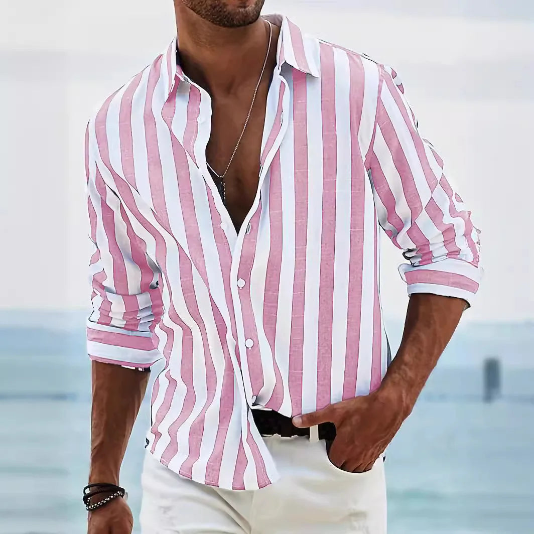 Men's Classic Striped Shirt — Long-Sleeve Summer Shirt for Smart-Casual Wear & Weekend Style | Koossa