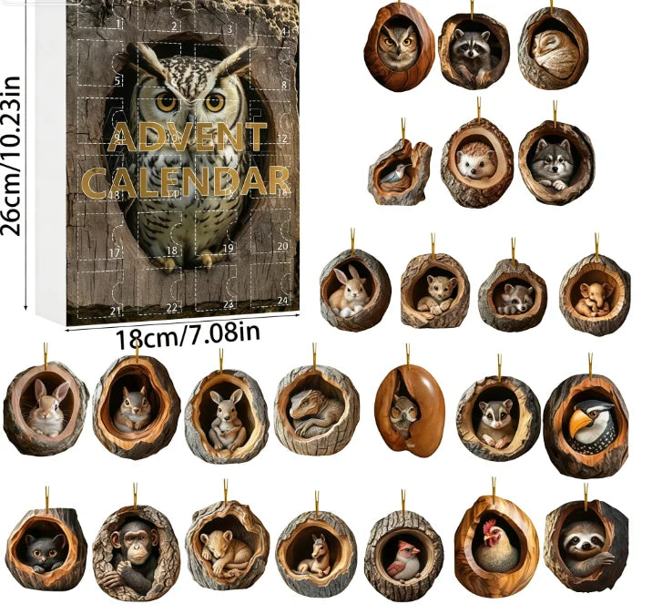 Holiday Countdown Calendar with 24 Dog Breed Ornaments – Reusable Acrylic Decorations for Christmas Tree, Mantel & Wreath | Gift for Pet | Lonoma