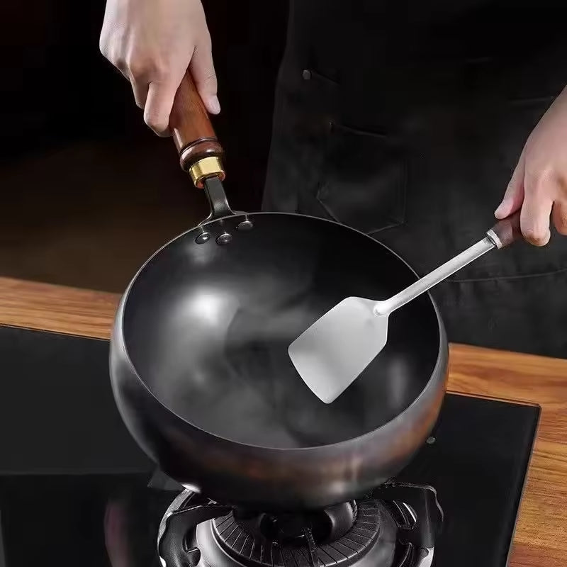 Récipient Profond en Fonte Noire 24 cm Induction Gaz Four Sautés Mijotés Braisés Cuisine Asiatique Robuste | Koossa