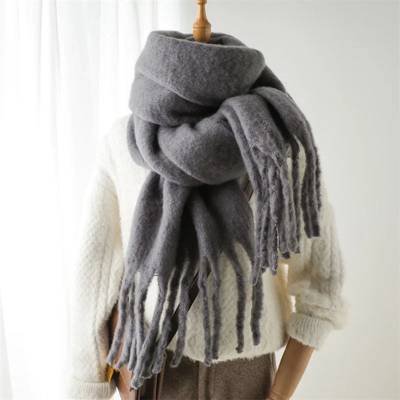 Oversized Tassel Wrap Shawl for Women – Soft Viscose Blend Blanket Scarf 94 x 15 Inches for Cold Weather | Lonoma