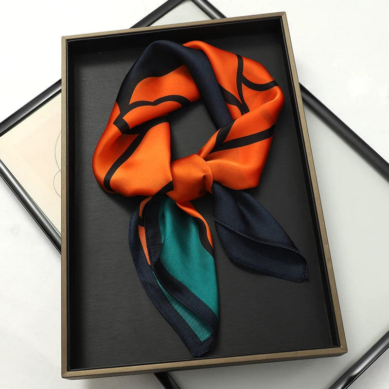 Printed Square Scarf 27.5 × 27.5 in Polyester Silk-Feel Headband Neck Wrap Hair Accessory for Women Spring Summer Fall Winter Versatile | Lonoma