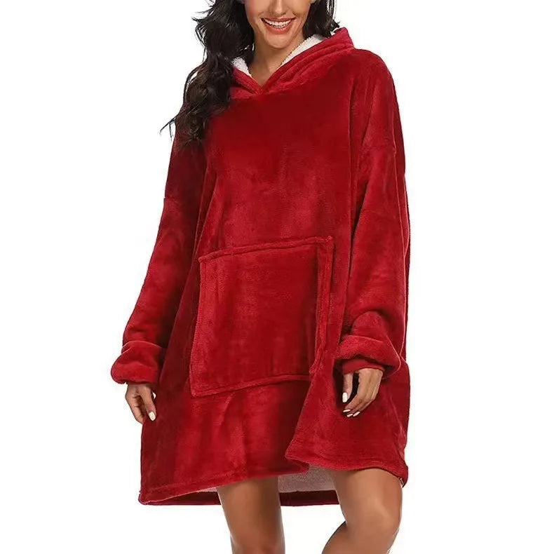 Oversized Wearable Blanket Hoodie with Kangaroo Pocket – Ultra Soft Fleece Reversible Throw Sweatshirt for Couch Lounging, Relaxing at | Lonoma