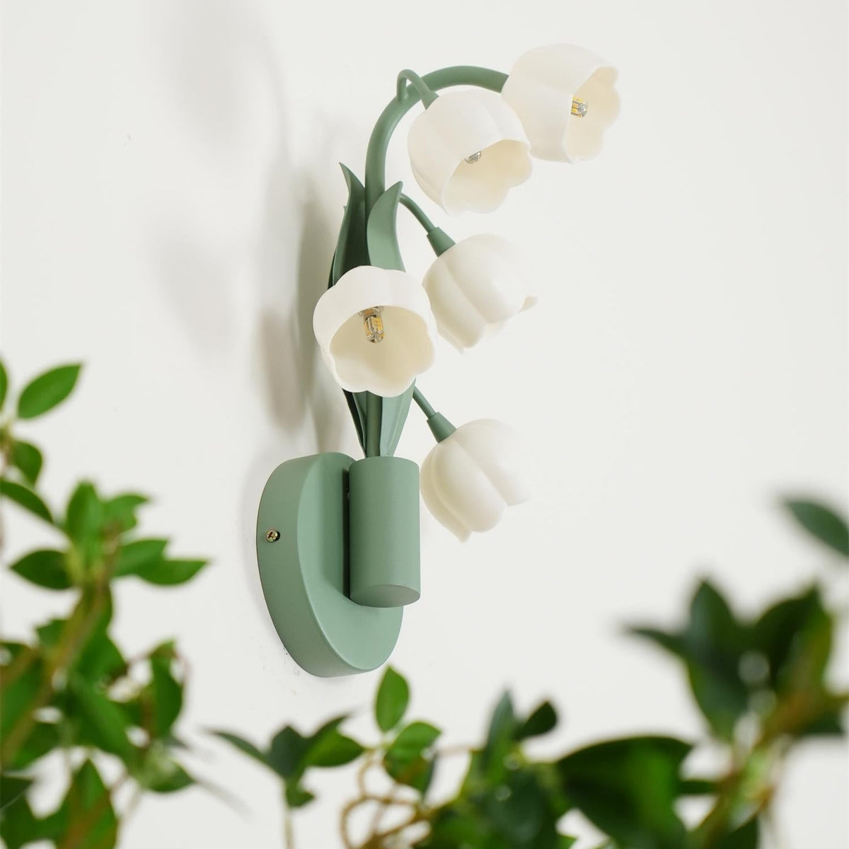 Botanical Orchid Wall Sconce with Leaf Detail for Bedroom, Hallway, Bathroom – Metal & Polycarbonate Indoor Light | Lonoma