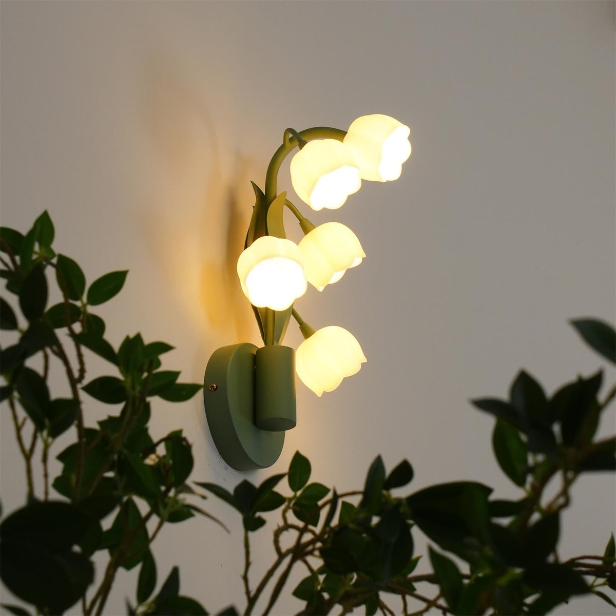 Botanical Orchid Wall Sconce with Leaf Detail for Bedroom, Hallway, Bathroom – Metal & Polycarbonate Indoor Light | Lonoma